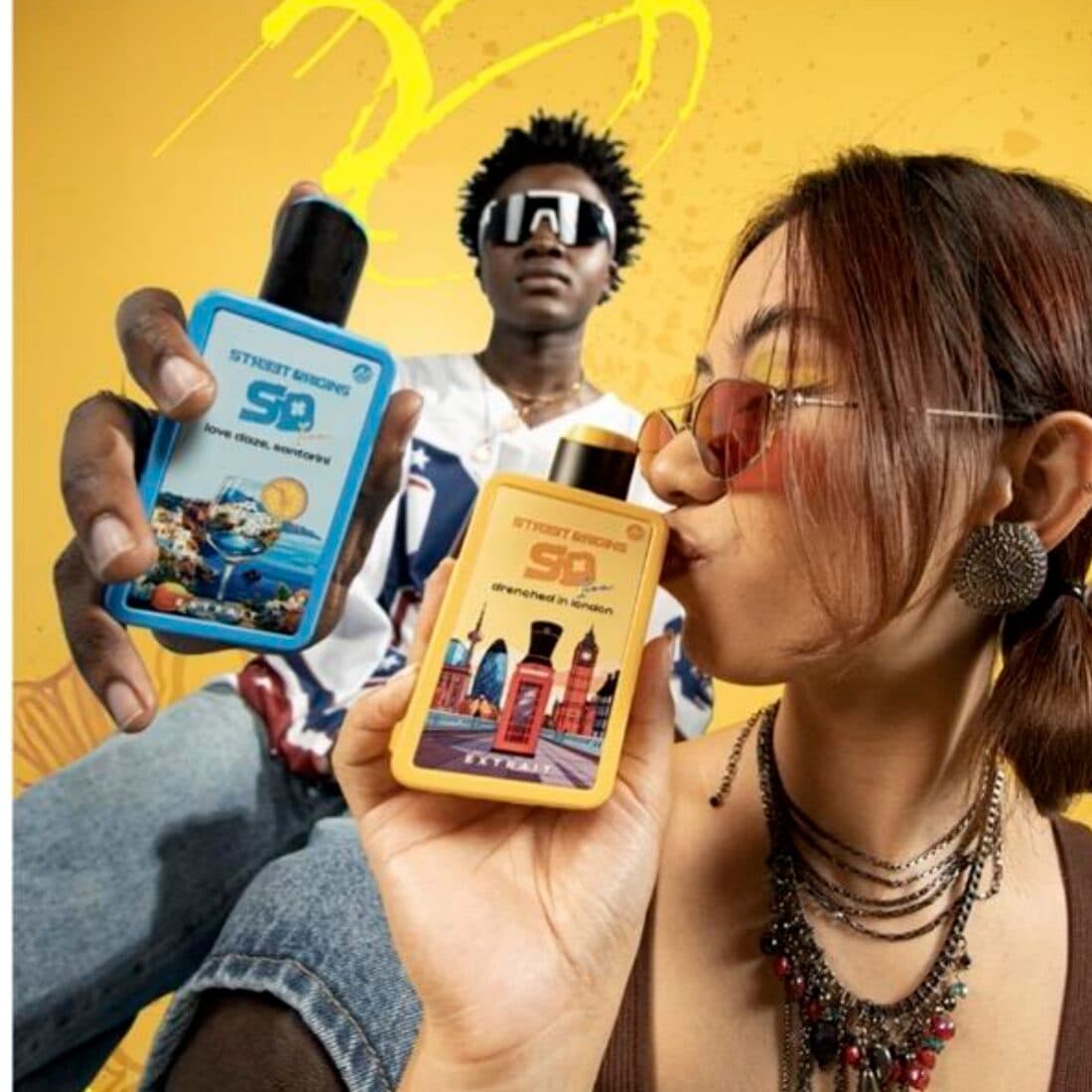 Street Origins fragrances held by models